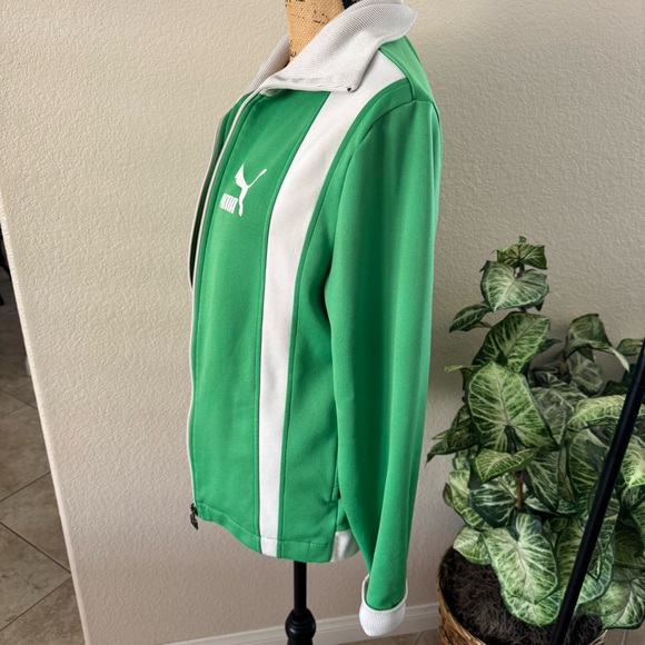 Vintage 90s Puma Green Track Jacket - Unisex Size L | Retro Zip-Up - Picture 4 of 8